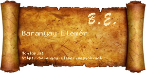 Baranyay Elemér névjegykártya